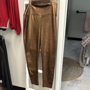 Metallic Bronze High-Waisted Pants